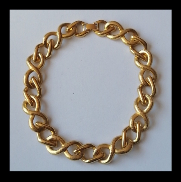 Vintage Napier unsigned Necklace Gold Chunky Chain Oval Eternity Links Statement - Picture 3 of 11